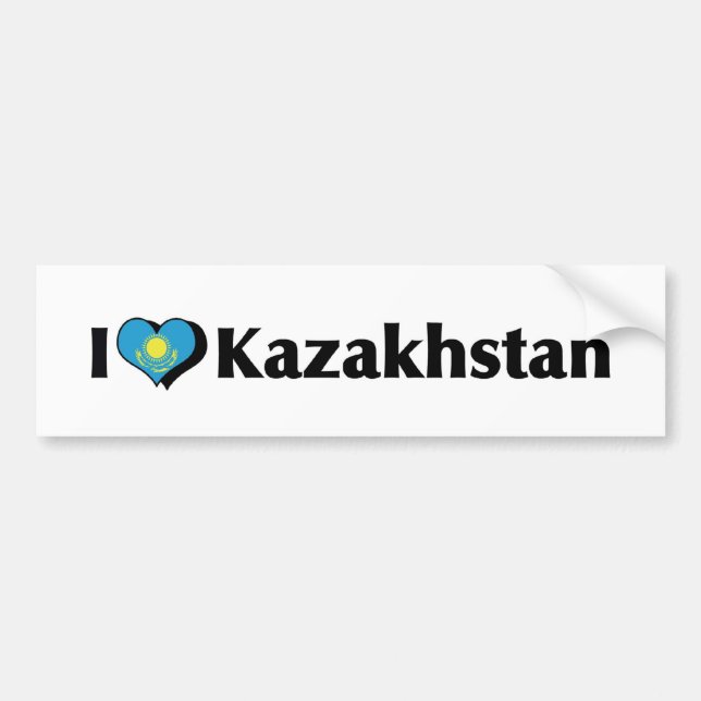 I Love Kazakhstan Flag Bumper Sticker (Front)