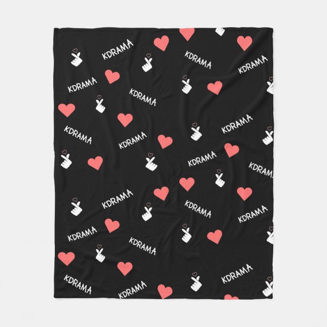 I love Kdramas and KPOP  Black Fleece Blanket (Front)