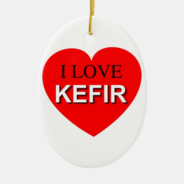 I Love Kefir Ceramic Tree Decoration (Front)