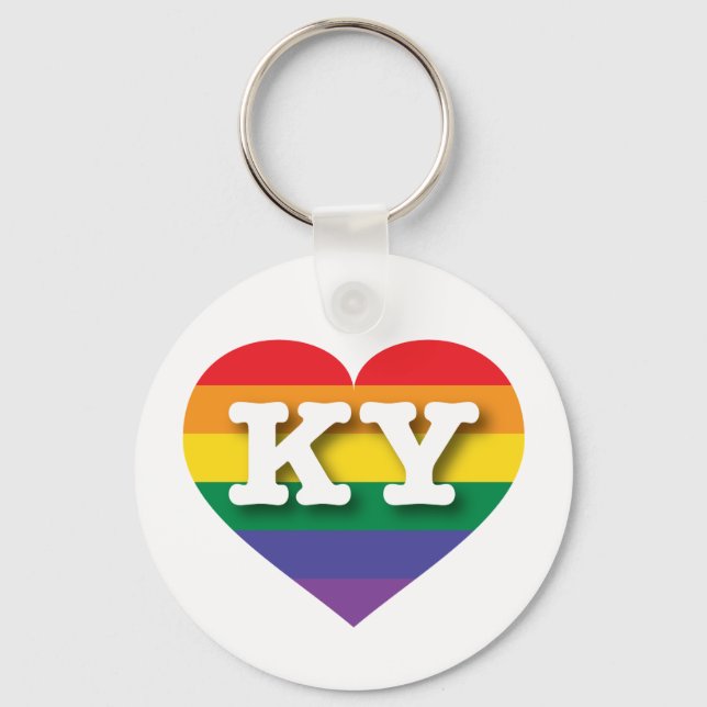 I Love Kentucky Rainbow Heart Key Ring (Front)