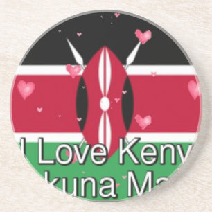 I Love Kenya and "Hakuna Matata" Art Print Coaster