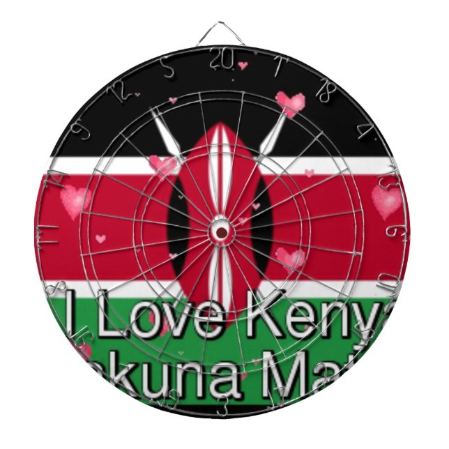 I Love Kenya and "Hakuna Matata" Art Print Dartboard (Front)