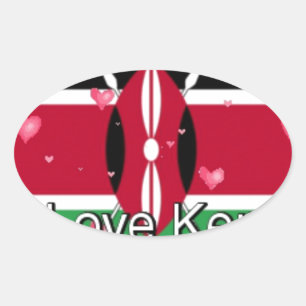 I Love Kenya and "Hakuna Matata" Art Print Oval Sticker