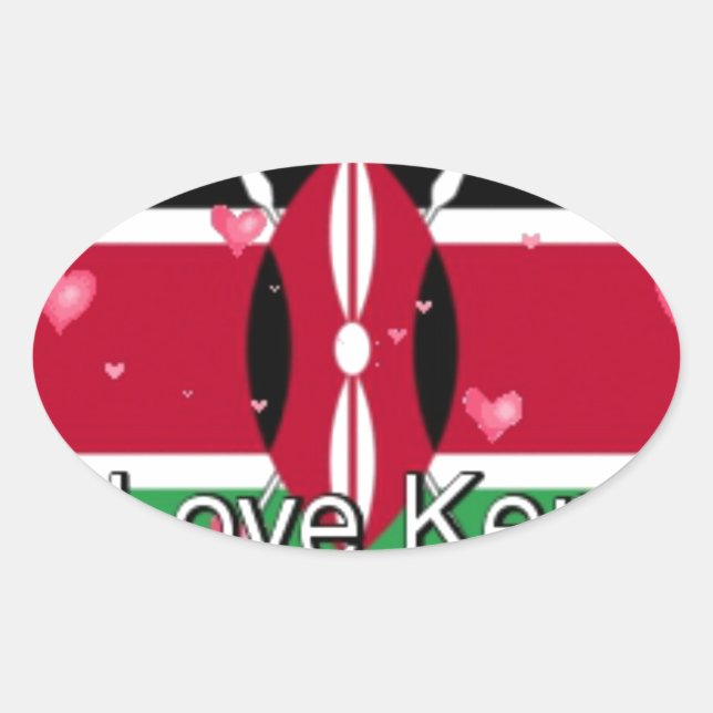 I Love Kenya and "Hakuna Matata" Art Print Oval Sticker (Front)
