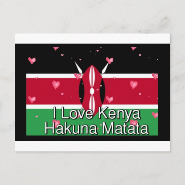 I Love Kenya and "Hakuna Matata" Art Print Postcard (Front)