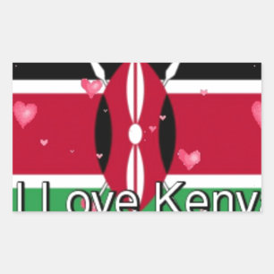 I Love Kenya and "Hakuna Matata" Art Print Rectangular Sticker