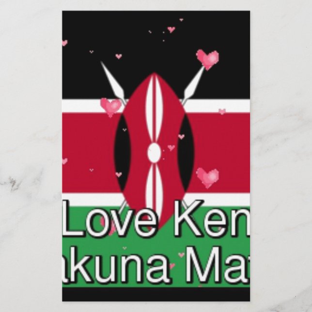 I Love Kenya and "Hakuna Matata" Art Print Stationery (Front)