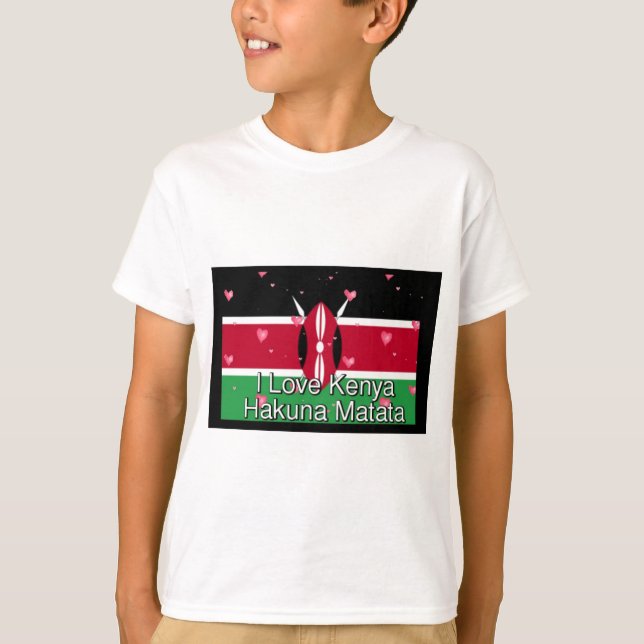I Love Kenya and "Hakuna Matata" Art Print T-Shirt (Front)