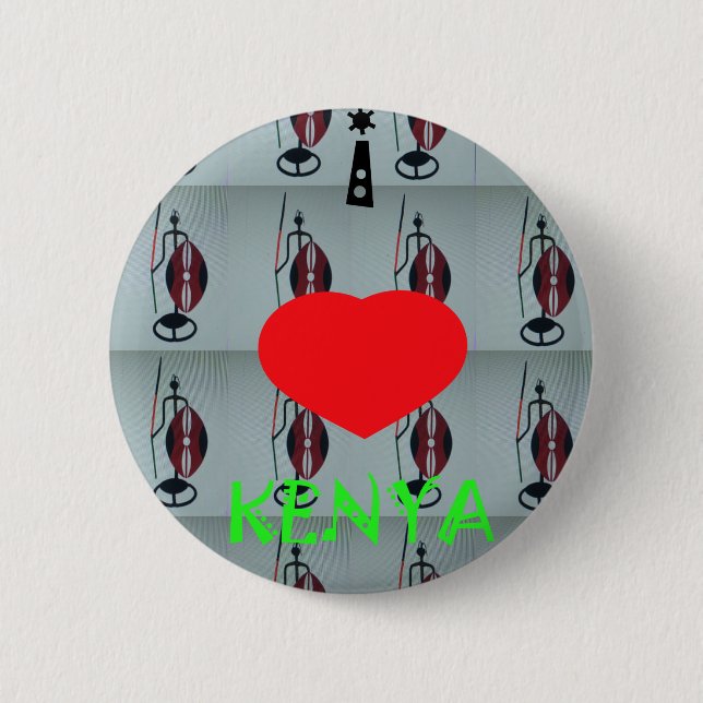 I Love Kenya Art Print 6 Cm Round Badge (Front)