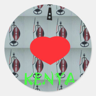 I Love Kenya Art Print Classic Round Sticker