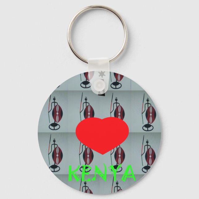 I Love Kenya Art Print Key Ring (Front)