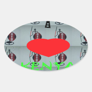 I Love Kenya Art Print Oval Sticker