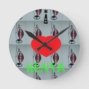 I Love Kenya Art Print Round Clock