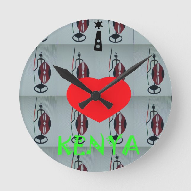 I Love Kenya Art Print Round Clock (Front)