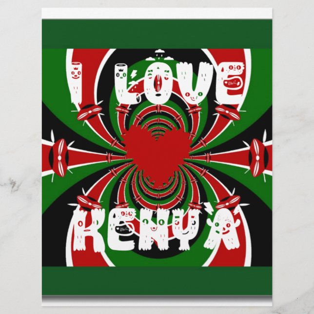 I Love Kenya: Beautiful Lovely National Flag Colou (Front)