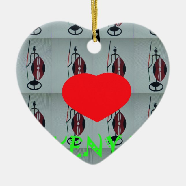 I Love Kenya Ceramic Tree Decoration (Front)