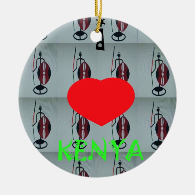 I Love Kenya Ceramic Tree Decoration (Front)
