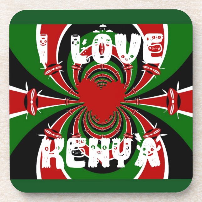 I Love Kenya Hakuna Matata Gifts Coaster (Front)