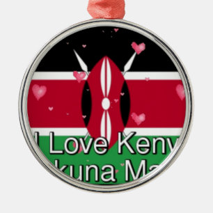 I Love ! Kenya Hakuna Matata Metal Tree Decoration