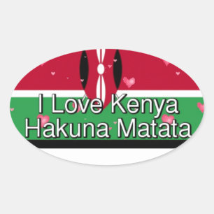 I Love! Kenya Hakuna Matata Oval Sticker
