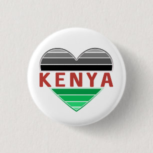 I Love Kenya, Kenyan Heart 3 Cm Round Badge