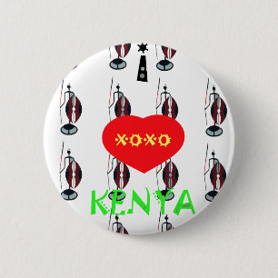 I Love Kenya Maasai Art Print 6 Cm Round Badge