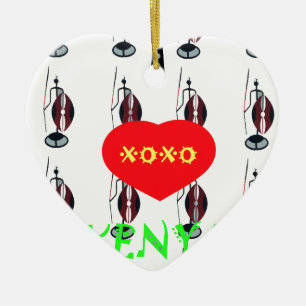 I Love Kenya Maasai Art Print Ceramic Tree Decoration