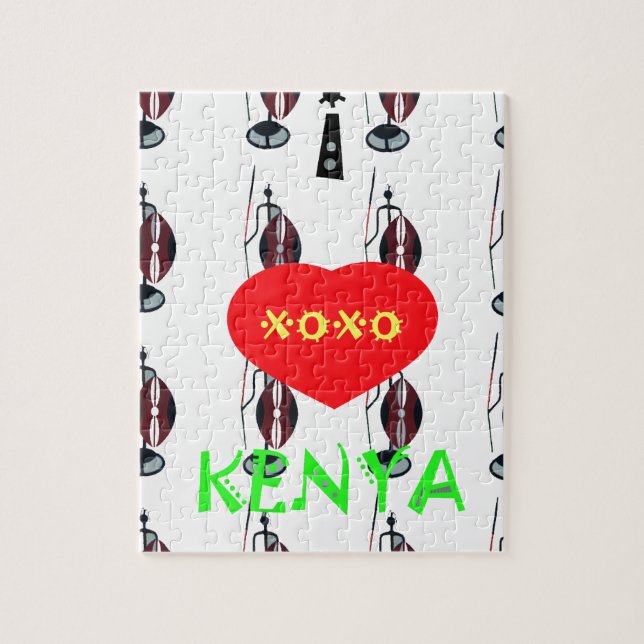 I Love Kenya Maasai Art Print Jigsaw Puzzle (Vertical)