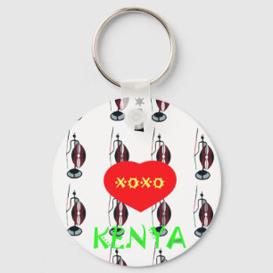 I Love Kenya Maasai Art Print Key Ring