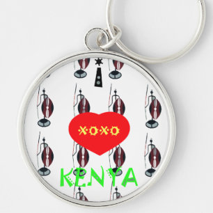 I Love Kenya Maasai Art Print Key Ring