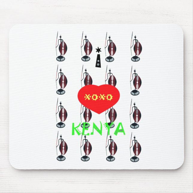 I Love Kenya Maasai Art Print Mouse Mat (Front)