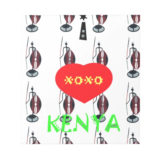 I Love Kenya Maasai Art Print Notepad (Front)