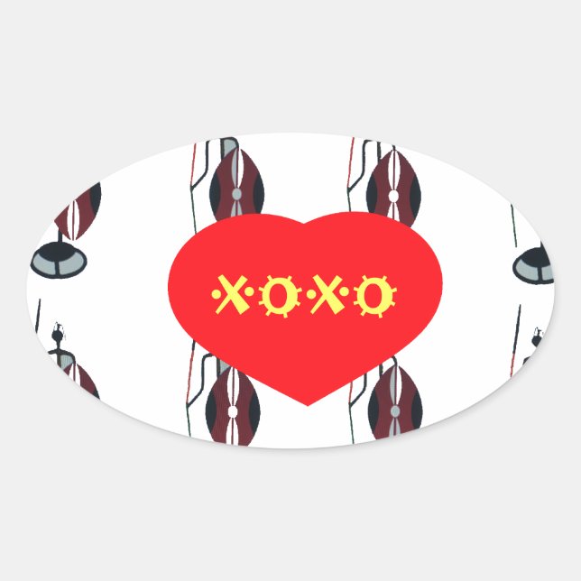 I Love Kenya Maasai Art Print Oval Sticker (Front)