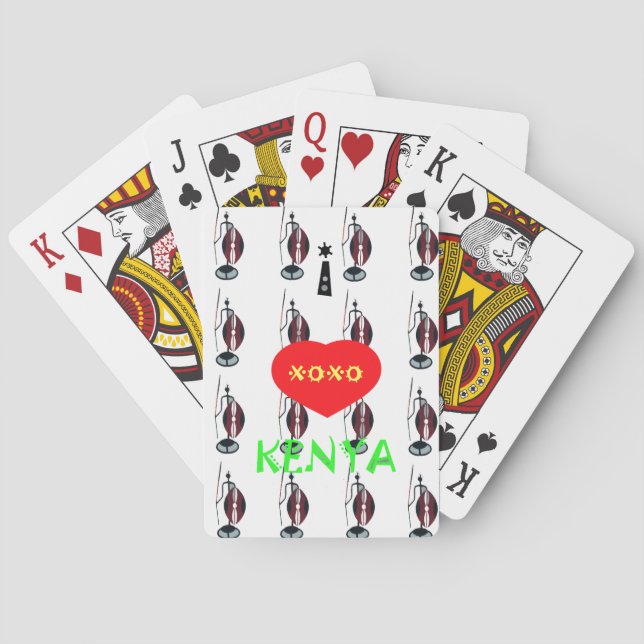 I Love Kenya Maasai Art Print Playing Cards (Back)