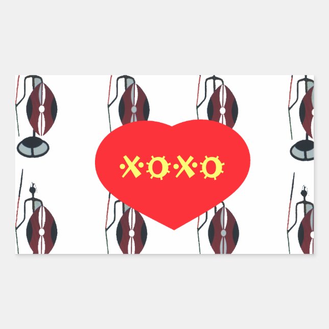 I Love Kenya Maasai Art Print Rectangular Sticker (Front)
