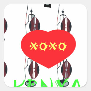 I Love Kenya Maasai Art Print Square Sticker