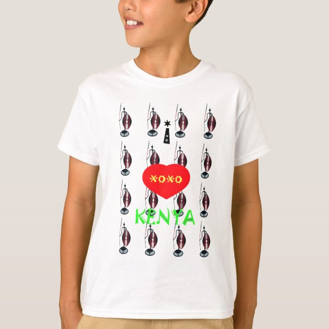 I Love Kenya Maasai Art Print T-Shirt (Front)