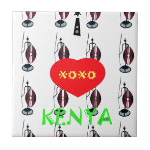 I Love Kenya Maasai Art Print Tile