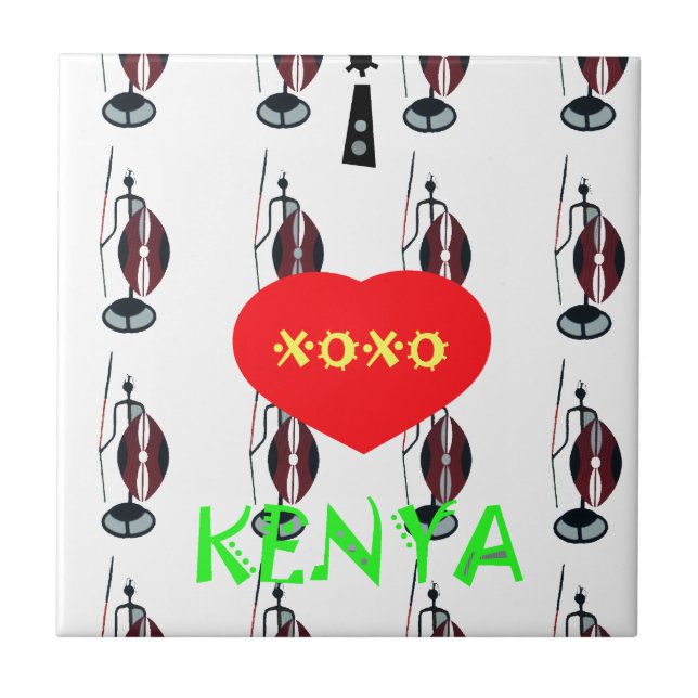 I Love Kenya Maasai Art Print Tile (Front)