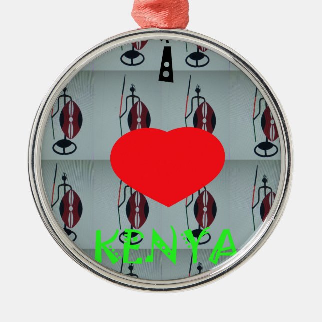 I Love Kenya Metal Tree Decoration (Front)