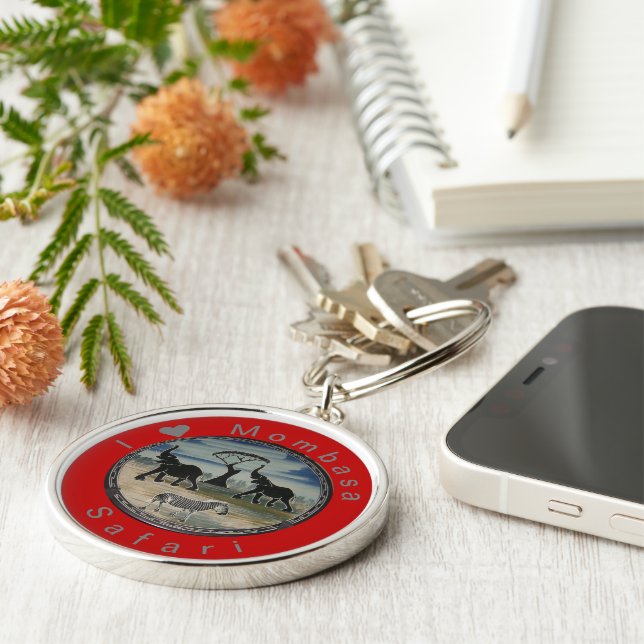 I Love Kenya Mombasa Animal Safaris Key Ring (Side)