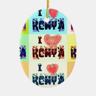 I love Kenya.png Ceramic Tree Decoration