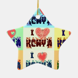 I love Kenya.png Ceramic Tree Decoration