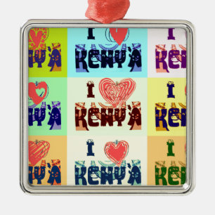I love Kenya.png Metal Tree Decoration