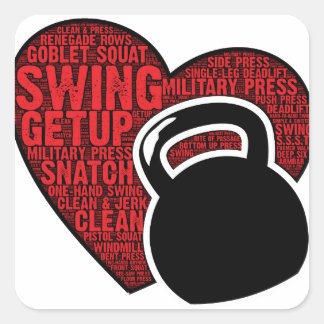 I LOVE KETTLEBELL DESIGN SQUARE STICKER