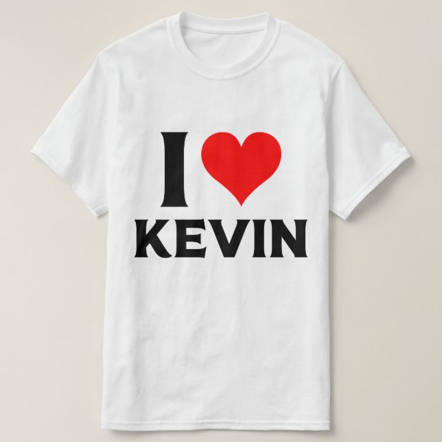 I Love Kevin Red Heart Valentine T-Shirt (Design Front)