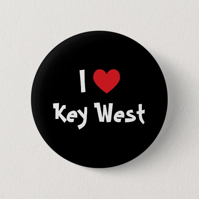 I Love Key West Florida 6 Cm Round Badge (Front)