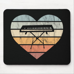 I Love Keyboard and Synthie Retro Heart Mouse Mat