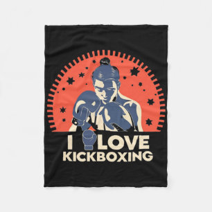 I Love Kick-boxing Boxing Love Kickboxer Kickboxin Fleece Blanket