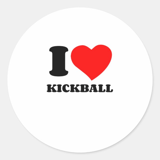 I LOVE KICKBALL CLASSIC ROUND STICKER (Front)